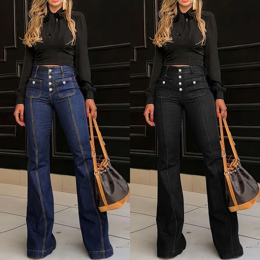 Women's Patchwork Jeans Slim Fit Slimming Stretch Flared Pants