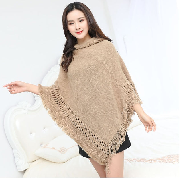 Hollow tassel cloak shawl