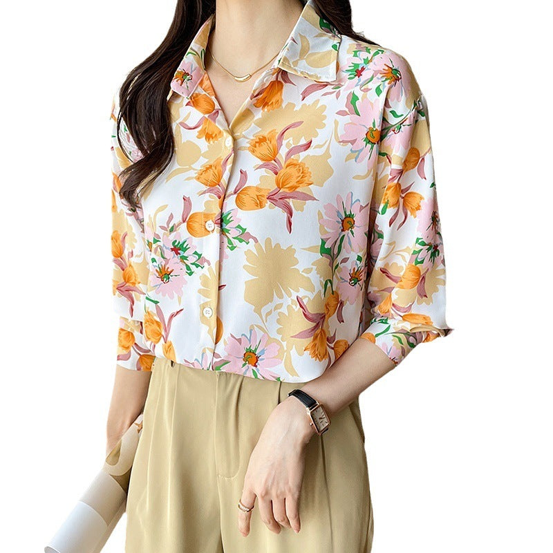 Flavor Printed Long Sleeve Tulip Shirt