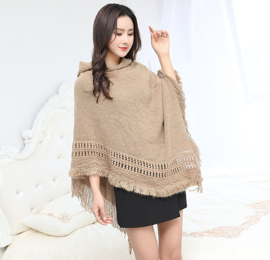 Hollow tassel cloak shawl