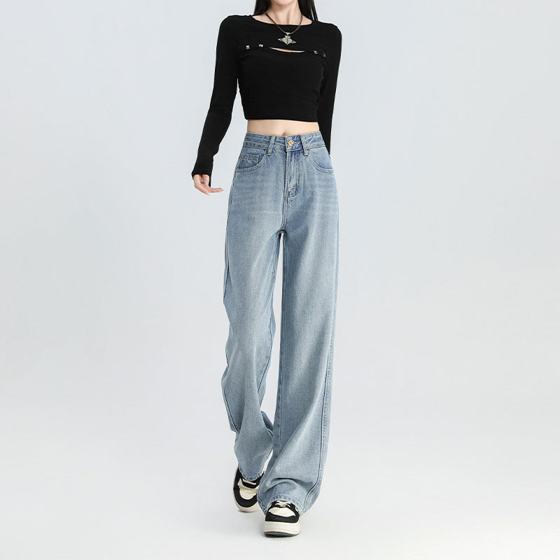 High Waist Slimming Narrow Version Straight-leg Pants Commuting Girl Pants