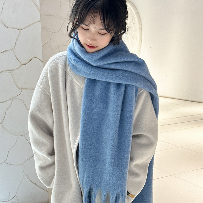 Pure Color Thickened Garland Scarf Soft Glutinous Thickened