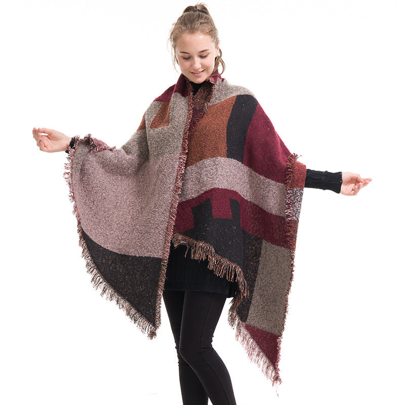 Foreign trade hot women's cashmere scarf plaid shawl warm thick autumn and winter European station cross-border supply wholesale