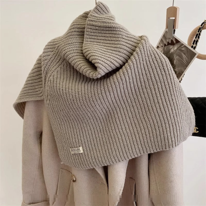 Fashionable With Side-slit Turtleneck Shawl Knitted Scarf Cold-proof Warm