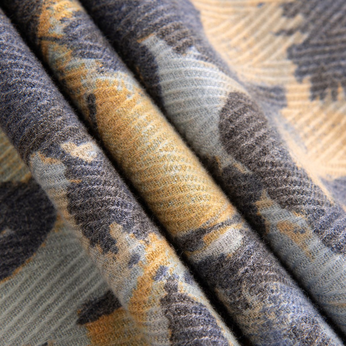 Printed Raw Hem Polyester Scarf