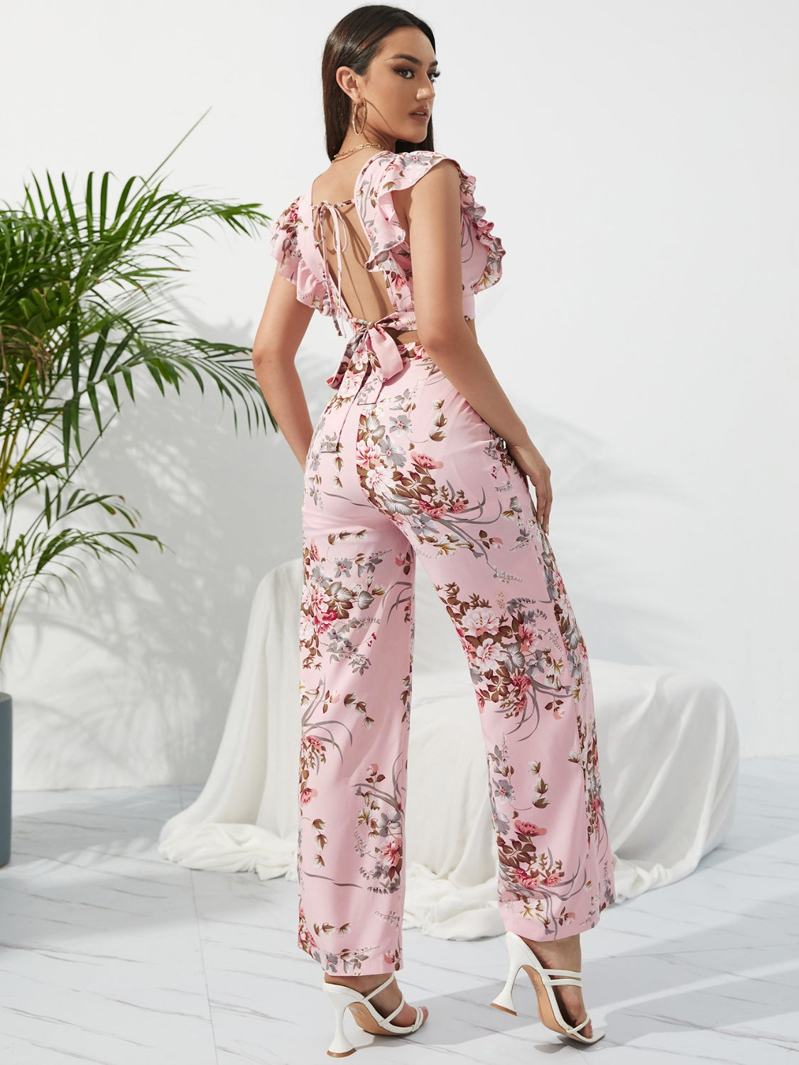 Honey Printed Surplice Cap Sleeve Top and Pants Set