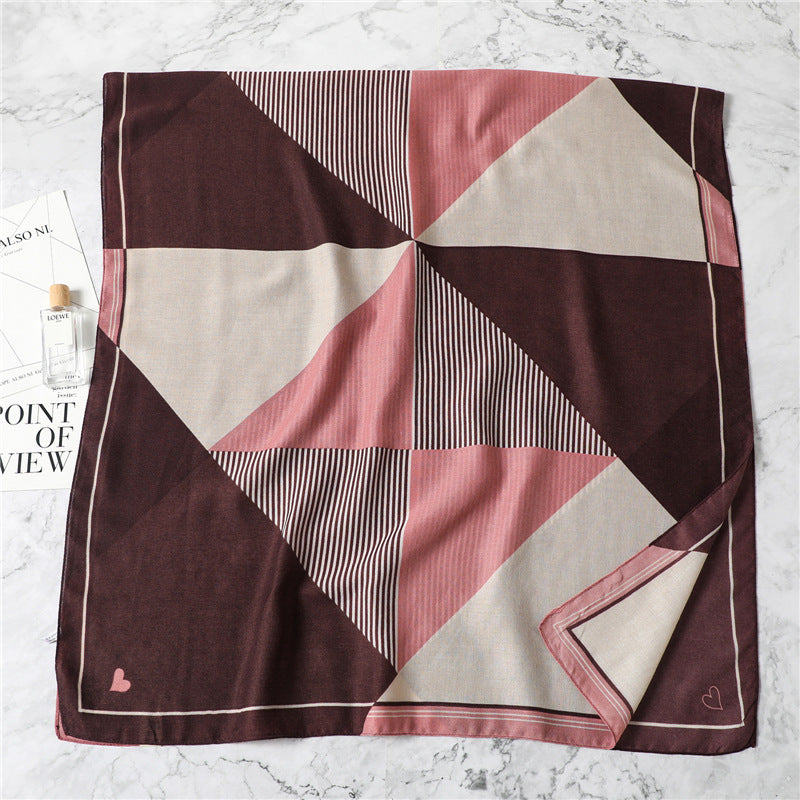 Simple Geometric Striped Scarf Women's Contrast Color Shawl