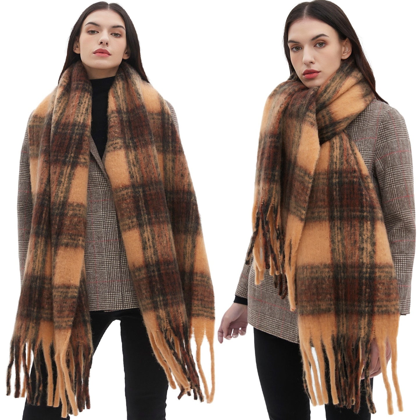 Shawl Autumn And Winter Circle Sand Thickened Coffee Maillard Scarf