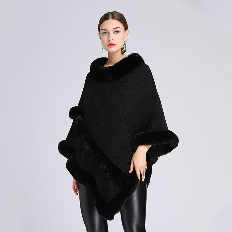 Imitation Rex Rabbit Fur Collar Cape And Shawl