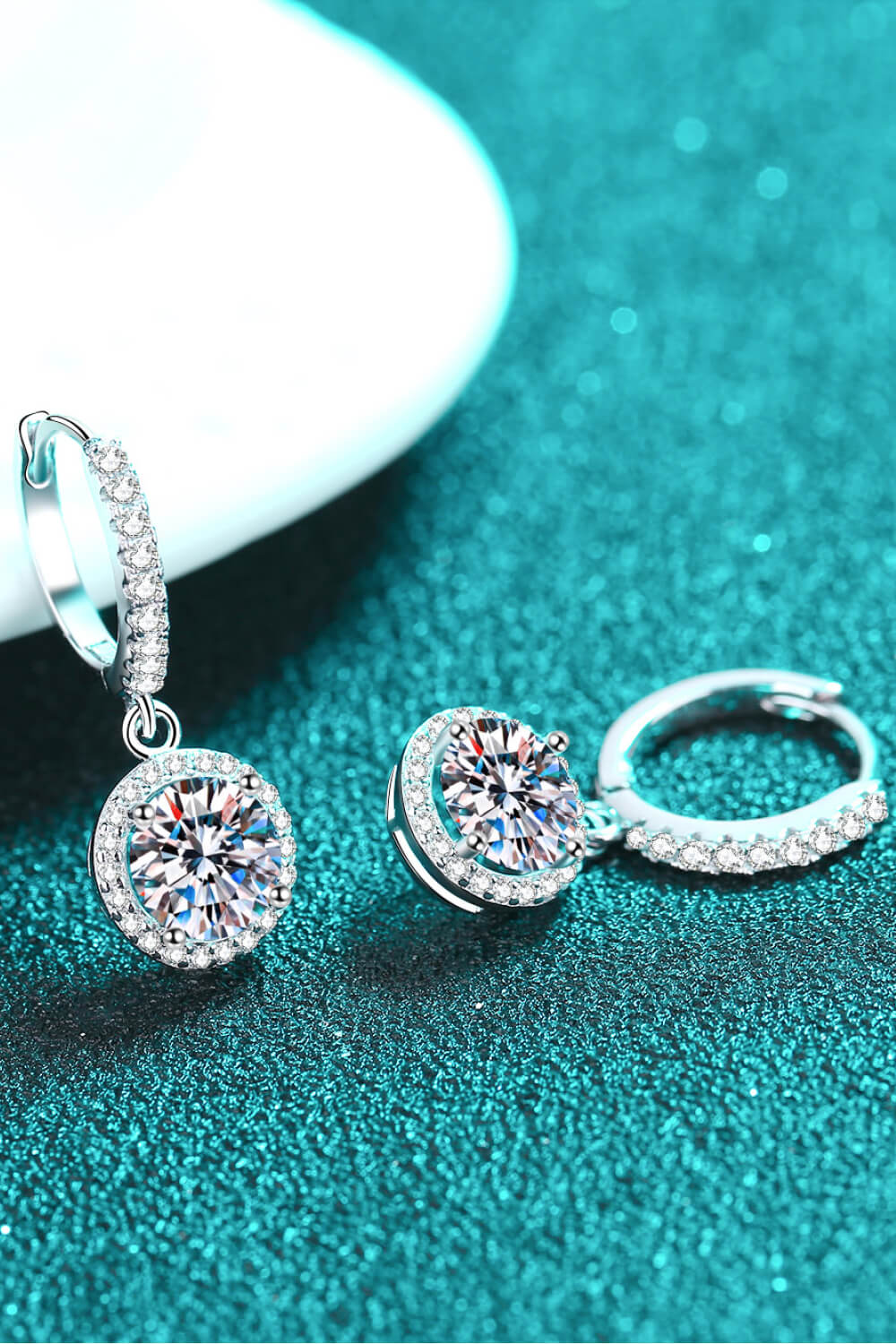 Moissanite Round-Shaped Drop Earrings