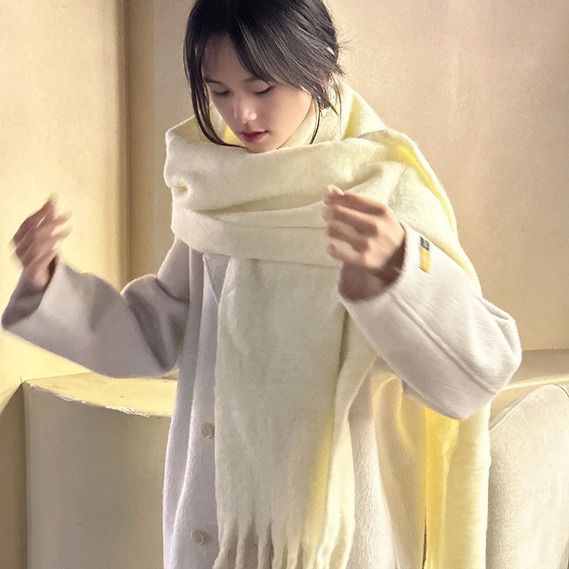 Pure Color Thickened Garland Scarf Soft Glutinous Thickened