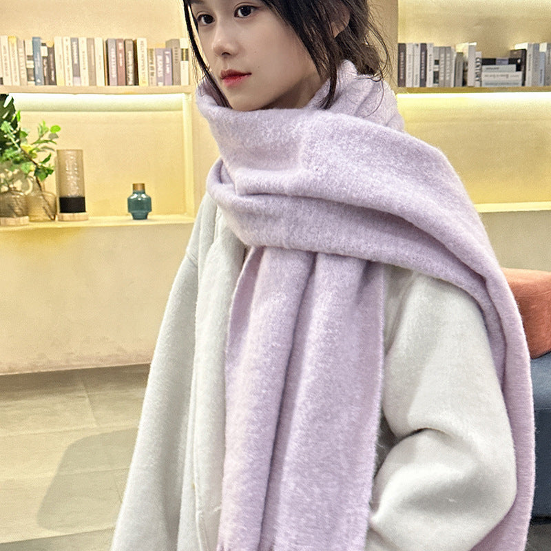 Pure Color Thickened Garland Scarf Soft Glutinous Thickened