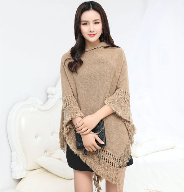 Hollow tassel cloak shawl