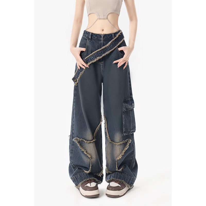 Plump Girls Slimming Retro Small Straight Wide-leg Pants