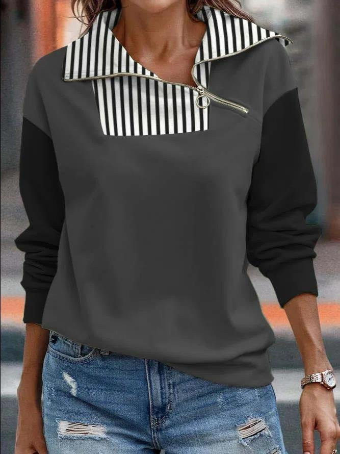 Women's Printed Zipper Turtleneck Sweater