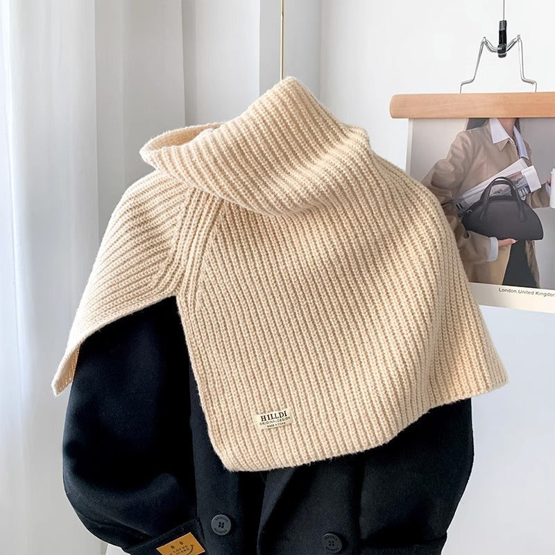 Fashionable With Side-slit Turtleneck Shawl Knitted Scarf Cold-proof Warm