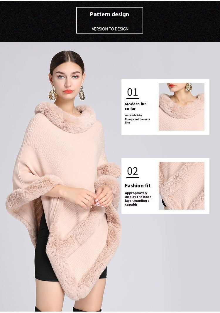 Imitation Rex Rabbit Fur Collar Cape And Shawl