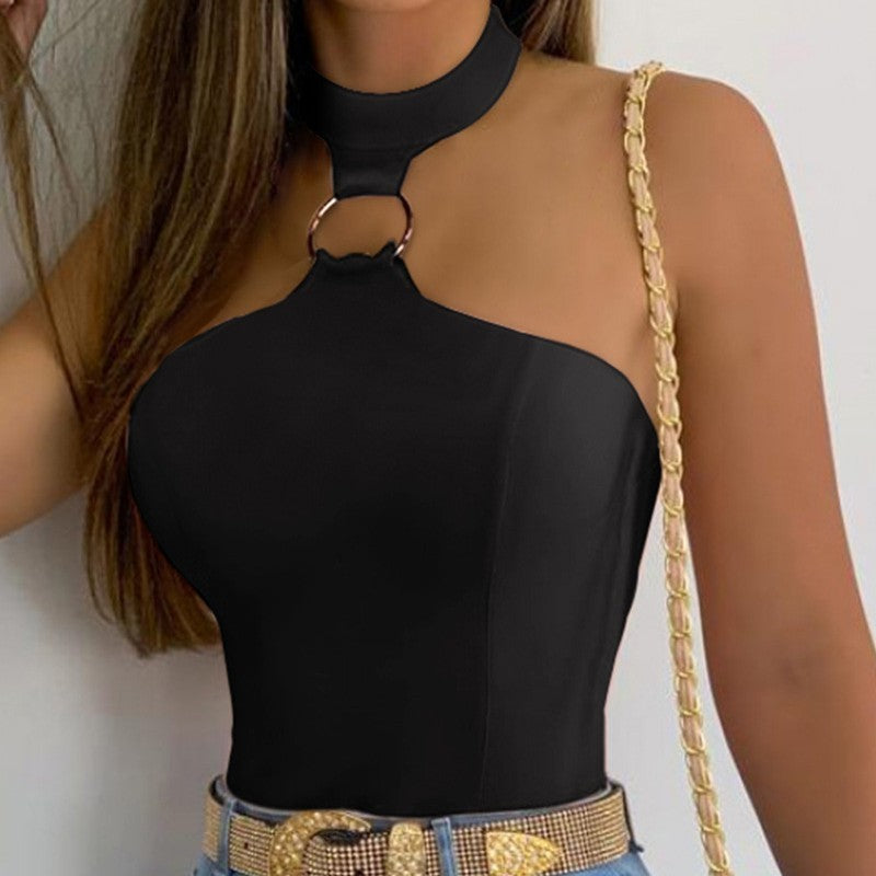 Women's Stand Collar Halter Sleeveless Top