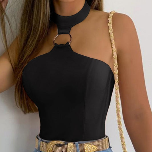 Women's Stand Collar Halter Sleeveless Top