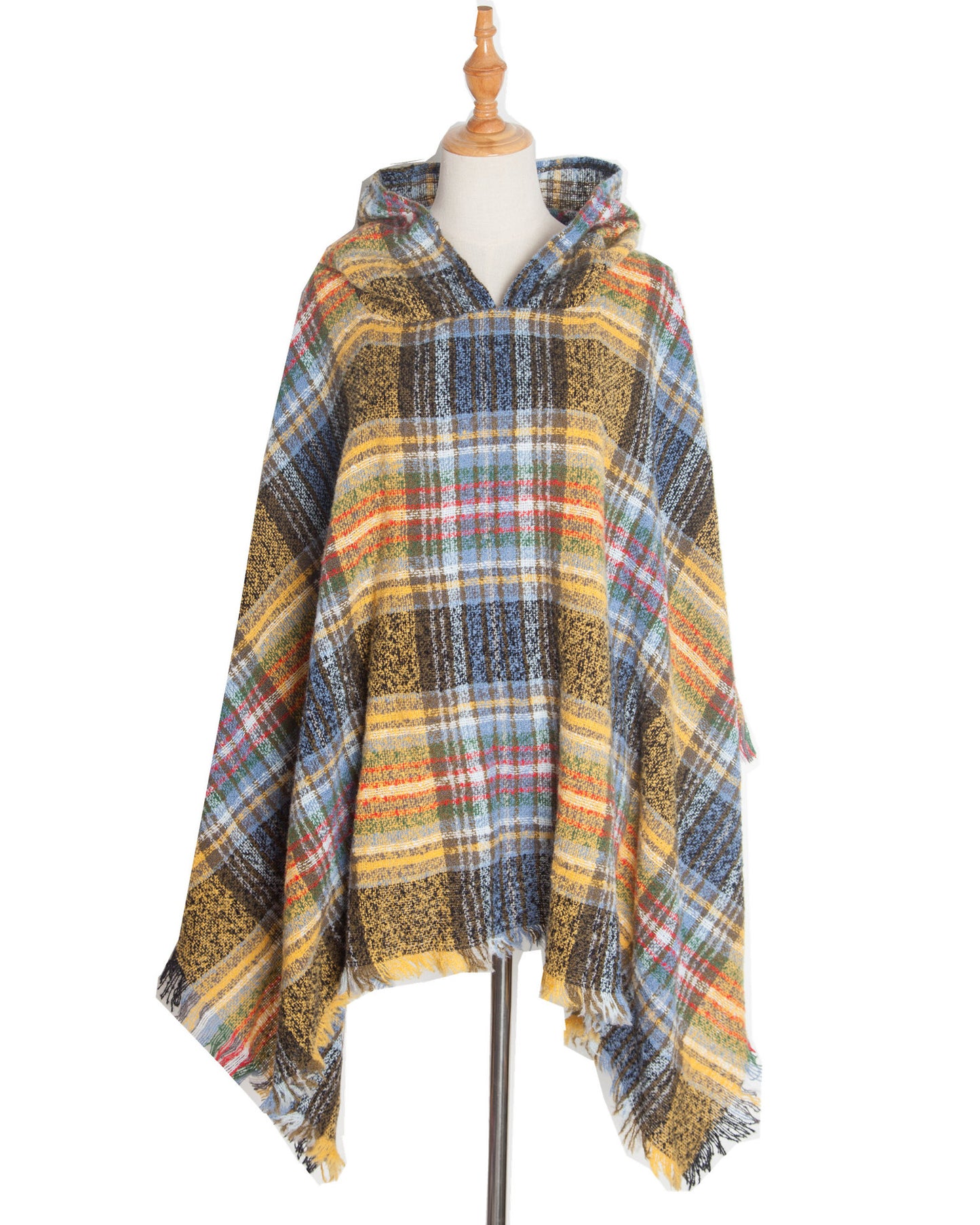 Spring Autumn And Winter Plaid Ribbon Cap Cape And Shawl