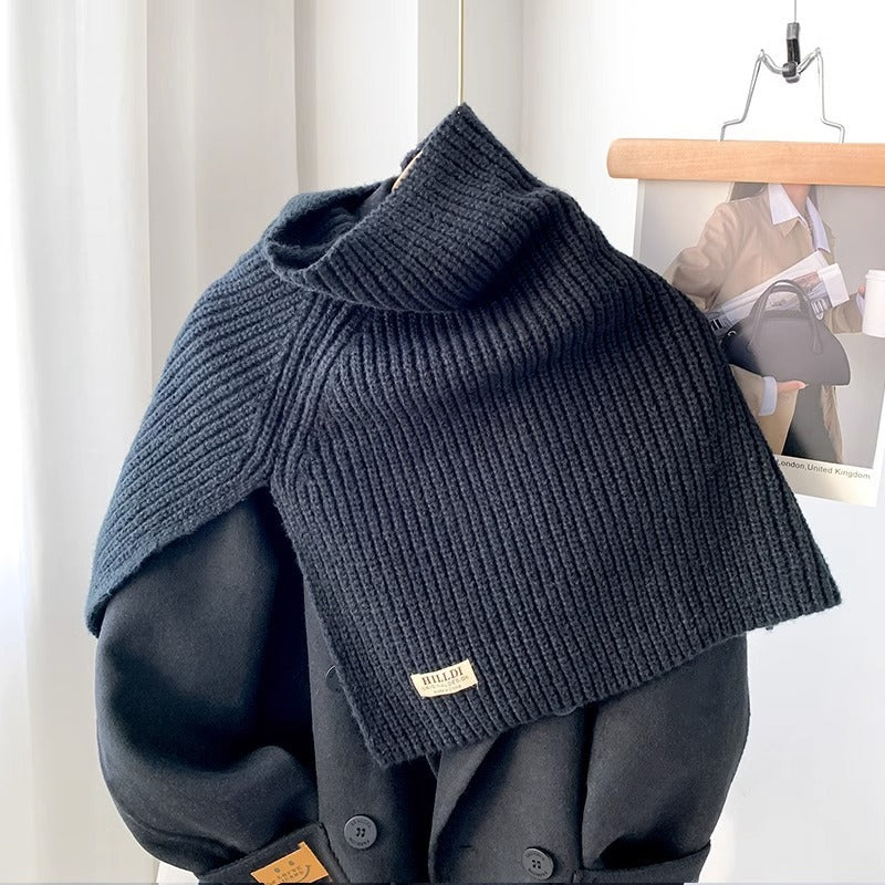 Fashionable With Side-slit Turtleneck Shawl Knitted Scarf Cold-proof Warm