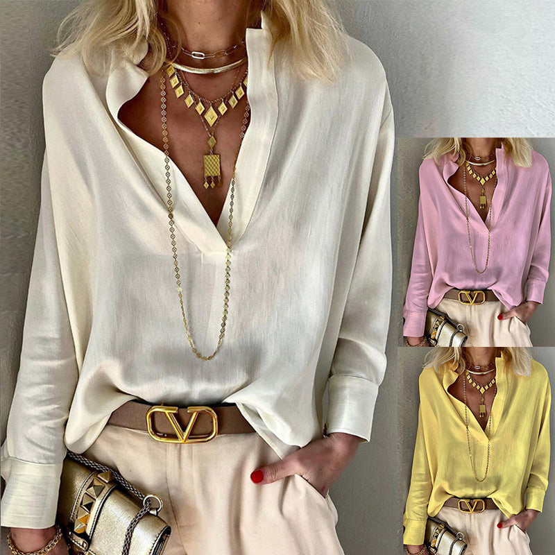 Solid Color Stand Collar Long Sleeve Bohemian Cotton And Linen Shirt