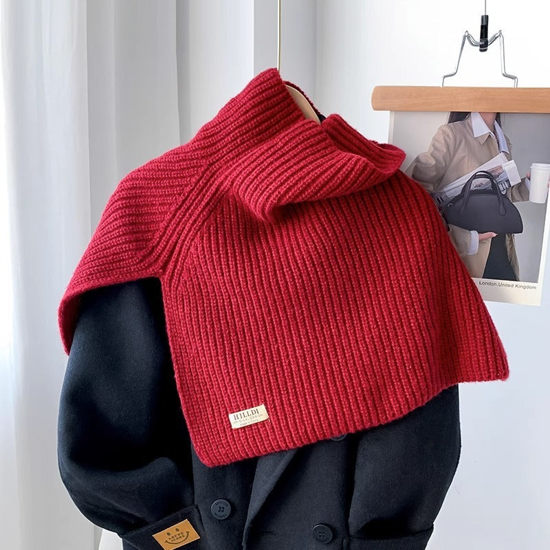 Fashionable With Side-slit Turtleneck Shawl Knitted Scarf Cold-proof Warm