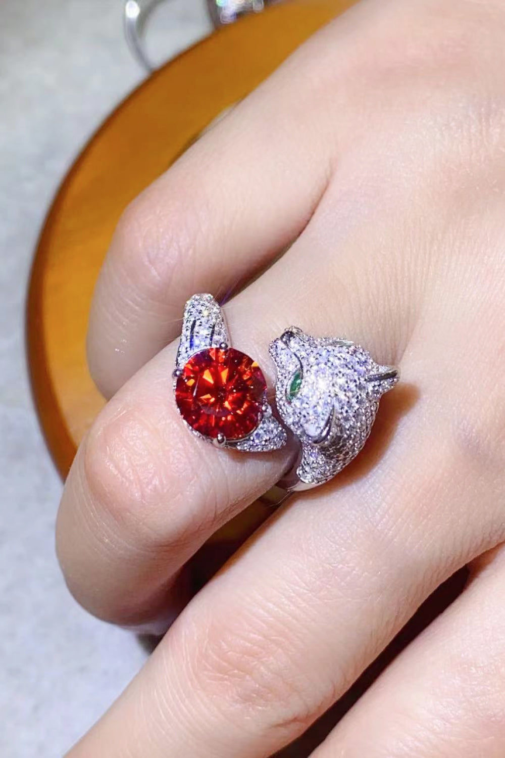 2 Carat Moissanite Adjustable Animal Ring